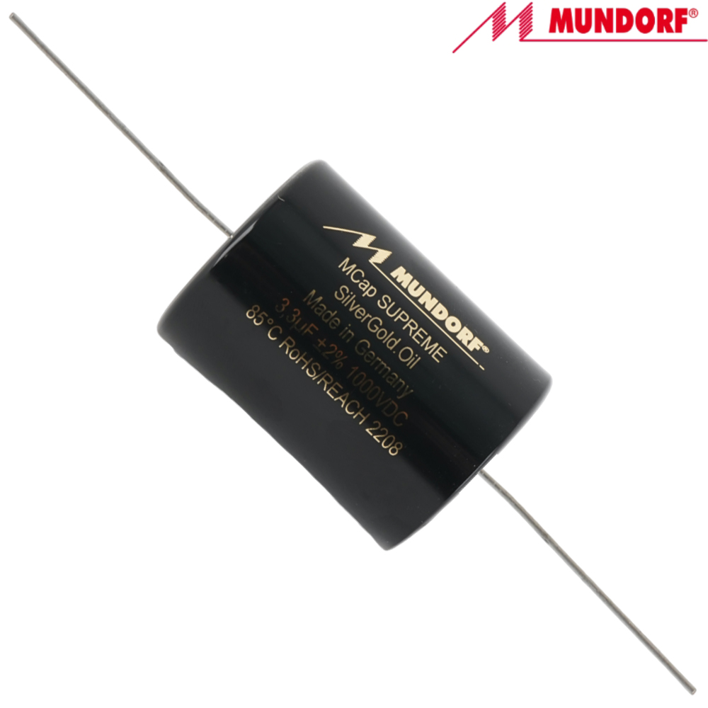 SUP.SGO-3,3: 3.3uF 1000Vdc Mundorf MCap Supreme Silver Gold Oil Capacitor