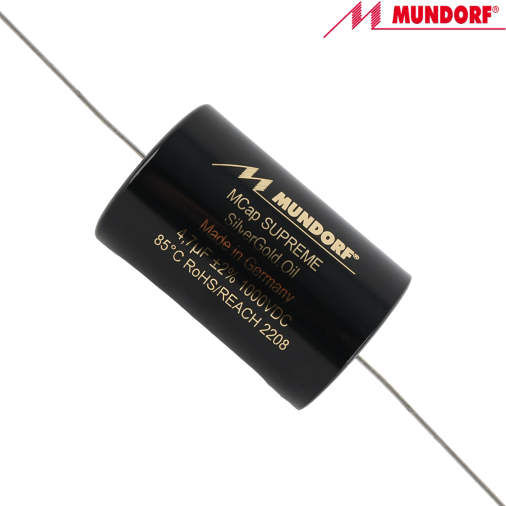 SUP.SGO-4,7: 4.7uF 1000Vdc Mundorf MCap Supreme Silver Gold Oil Capacitor