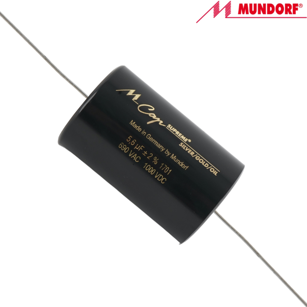 SUP.SGO-5,6: 5.6uF 1000Vdc Mundorf MCap Supreme Silver Gold Oil Capacitor