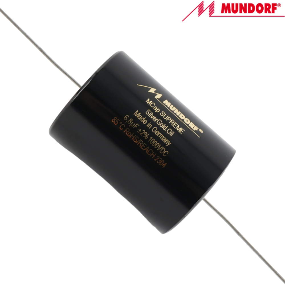 SUP.SGO-6,8: 6.8uF 1000Vdc Mundorf MCap Supreme Silver Gold Oil Capacitor