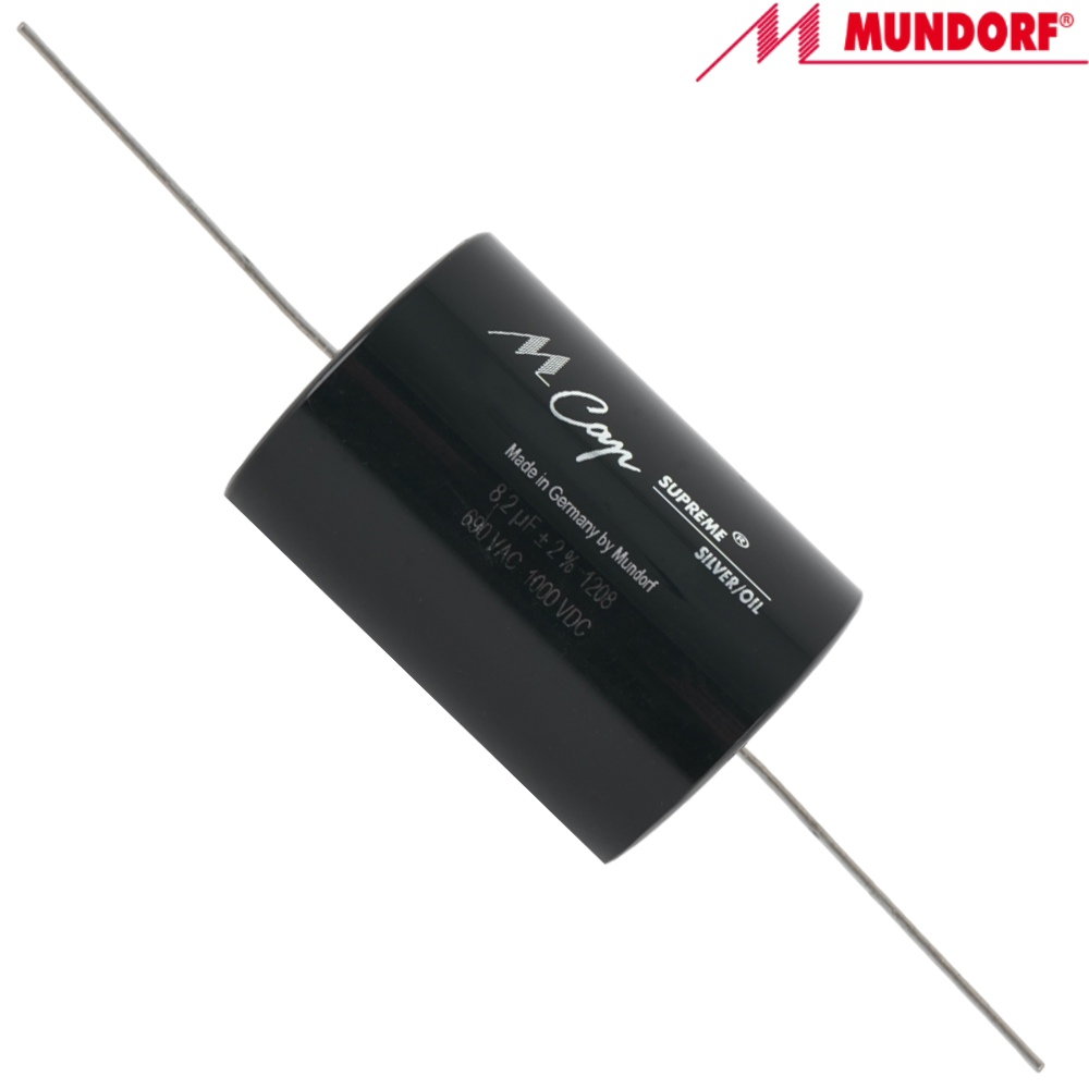 SUP.SO-8.20: 8.2uF 1000Vdc Mundorf MCap Supreme Silver Oil Capacitor - DISCONTINUED