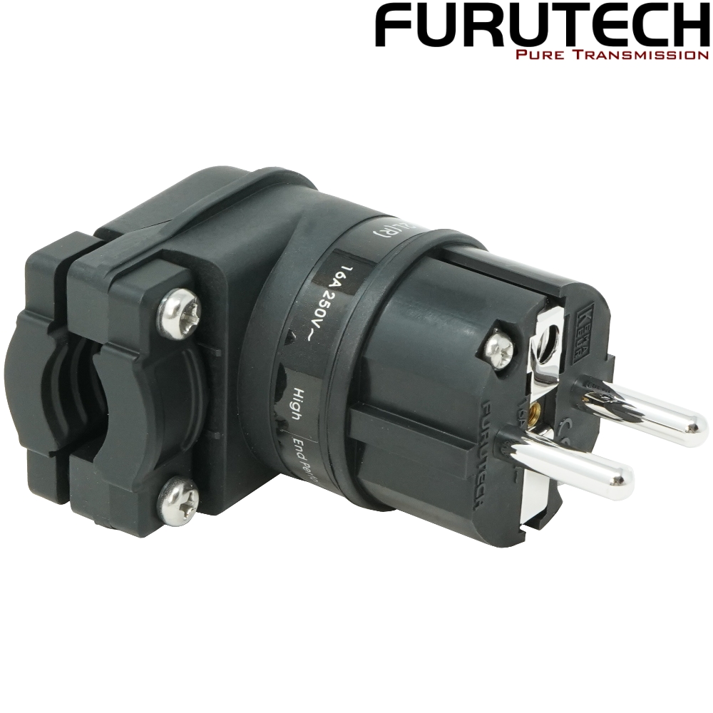 FI-E12L(R): Furutech FI-E12L Rhodium-plated Angled Schuko Connector