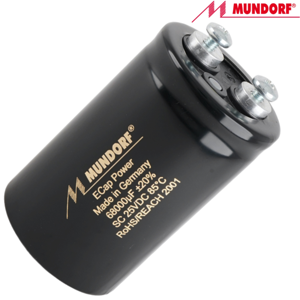 ESC25-68000: 68000uF 25Vdc Mundorf ECap Electrolytic Power Capacitor