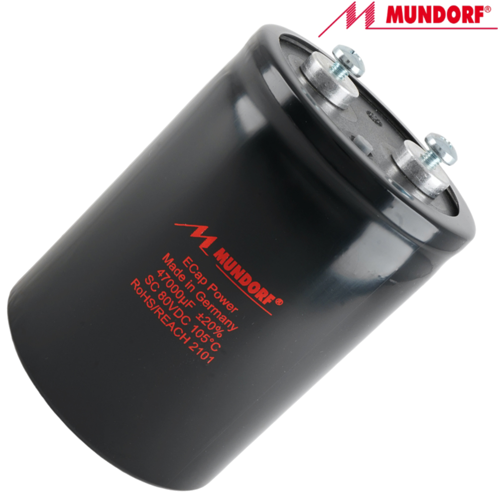 ESC80-47000: 47000uF 80Vdc Mundorf ECap Electrolytic Power Capacitor