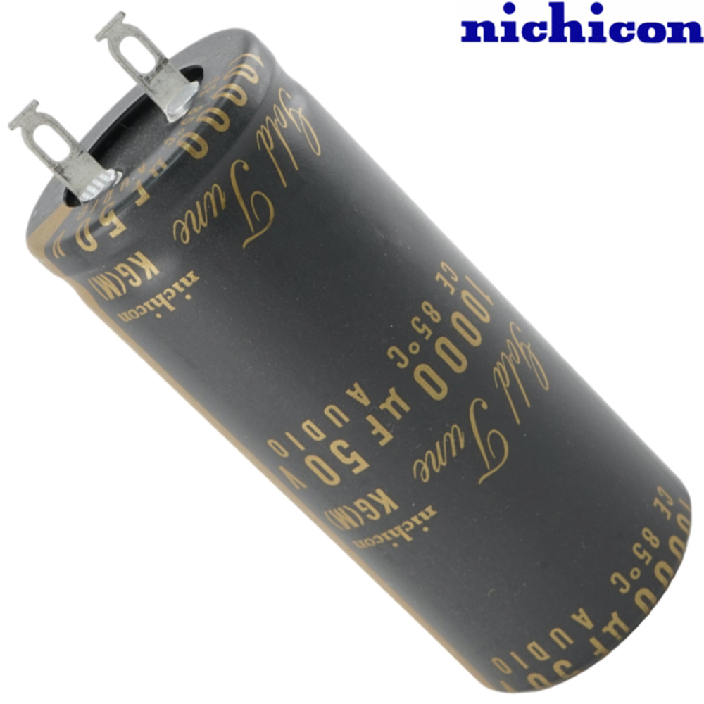 LKG1H103MKN: 10000uF 50Vdc Nichicon KG Type II, Gold Tune, lug Electrolytic Capacitor