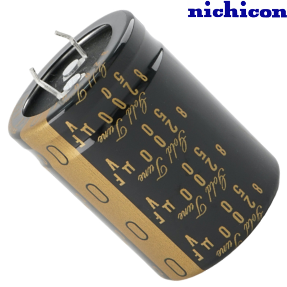 LKG1H822MESBAK: 8200uF 50Vdc Nichicon KG Type I, Gold Tune, snap-in Electrolytic Capacitor