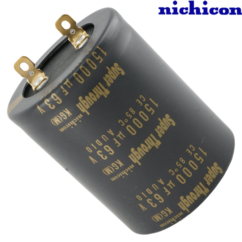 LKG1J153MKZS: 15000uF 63Vdc Nichicon KG Type III, Super Through, lug Electrolytic Capacitor