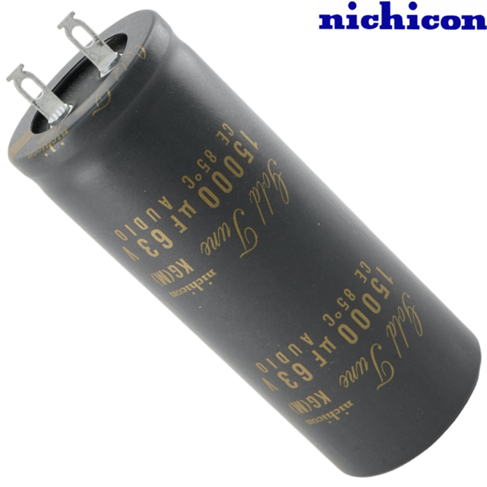 LKG1J153MKN: 15000uF 63Vdc Nichicon KG Type II, Gold Tune, lug Electrolytic Capacitor