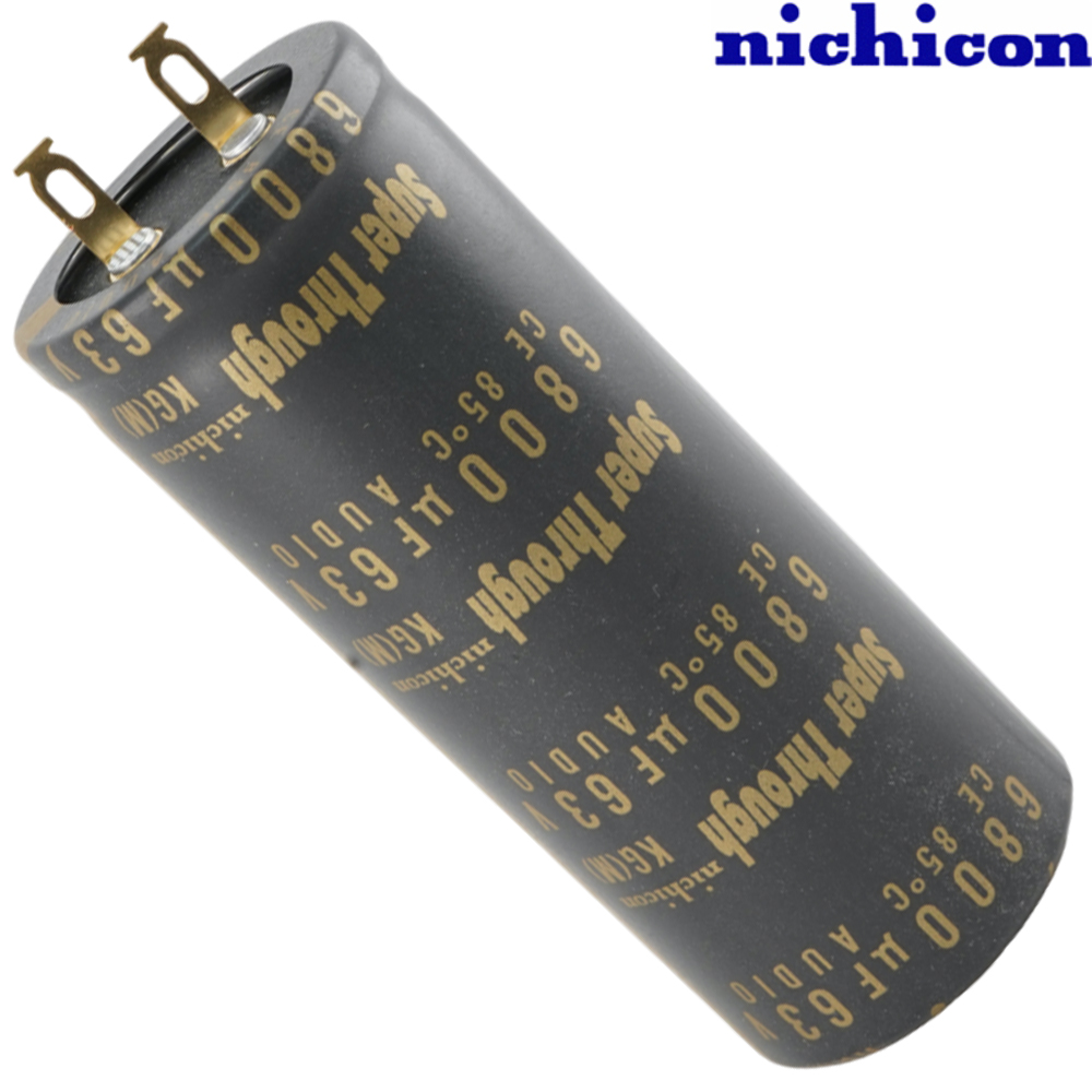 LKG1J682MKNS: 6800uF 63Vdc Nichicon KG Type III, Super Through, lug Electrolytic Capacitor