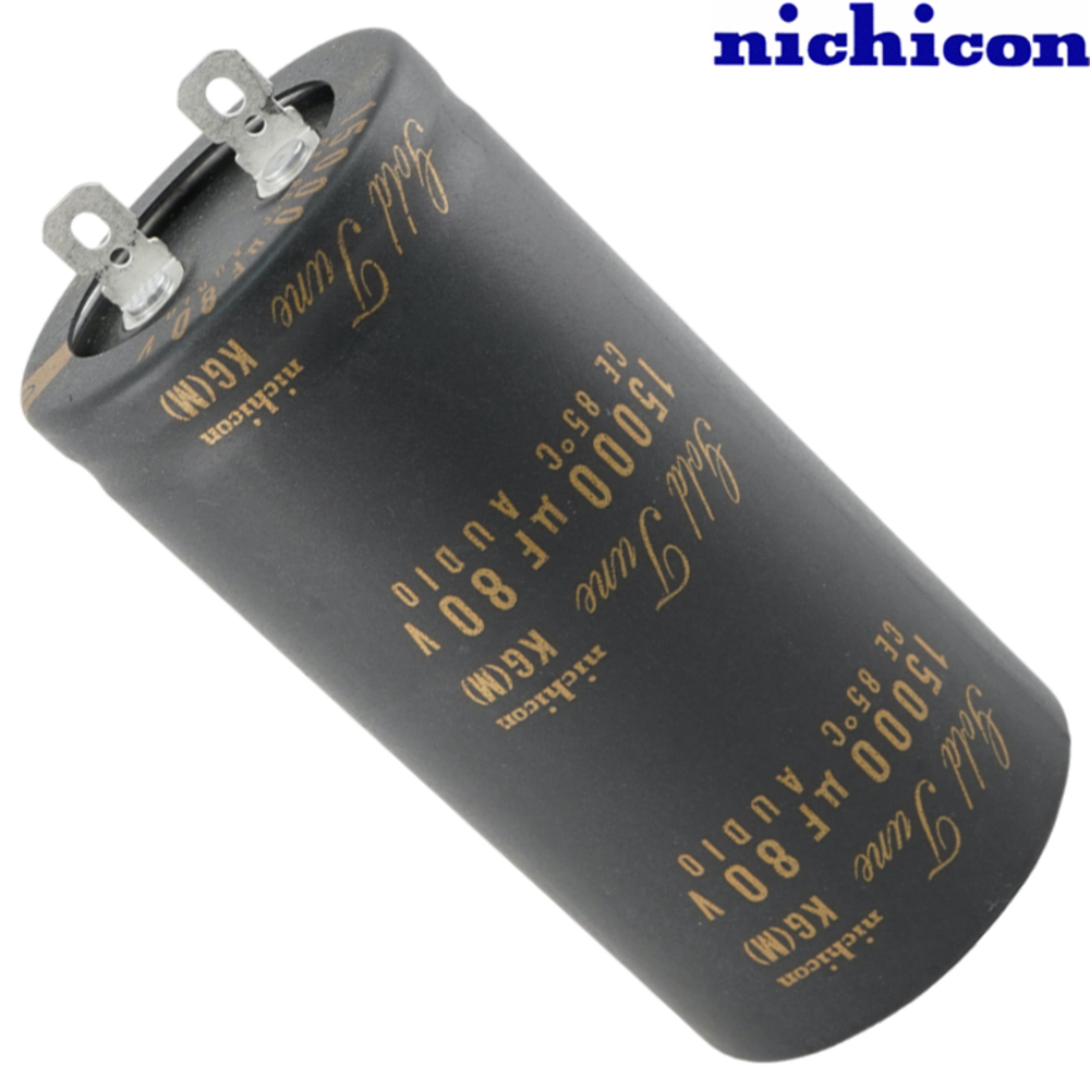 LKG1K153MKNF: 15000uF 80Vdc Nichicon KG Type I, Gold Tune, lug Electrolytic Capacitor