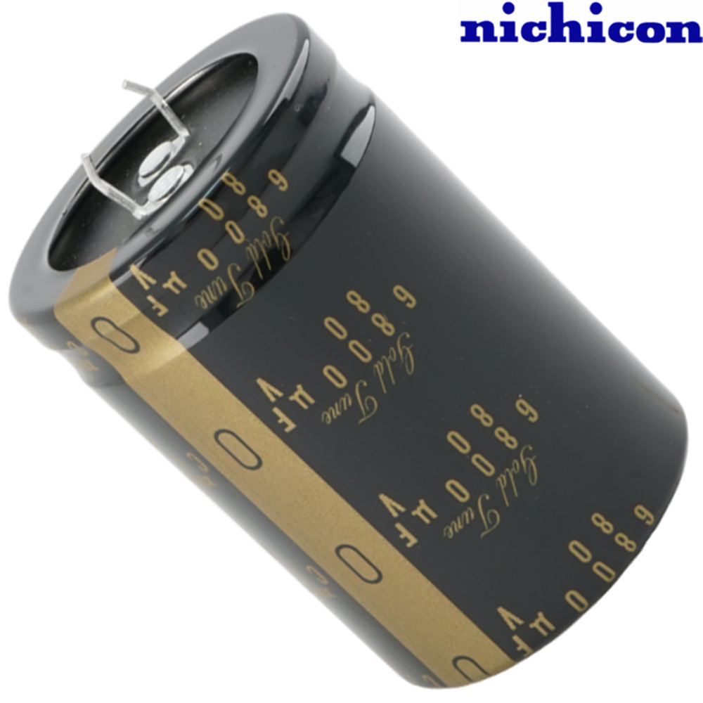 LKG1K682MESCAK: 6800uF 80Vdc Nichicon KG Type I, Gold Tune, snap-in Electrolytic Capacitor