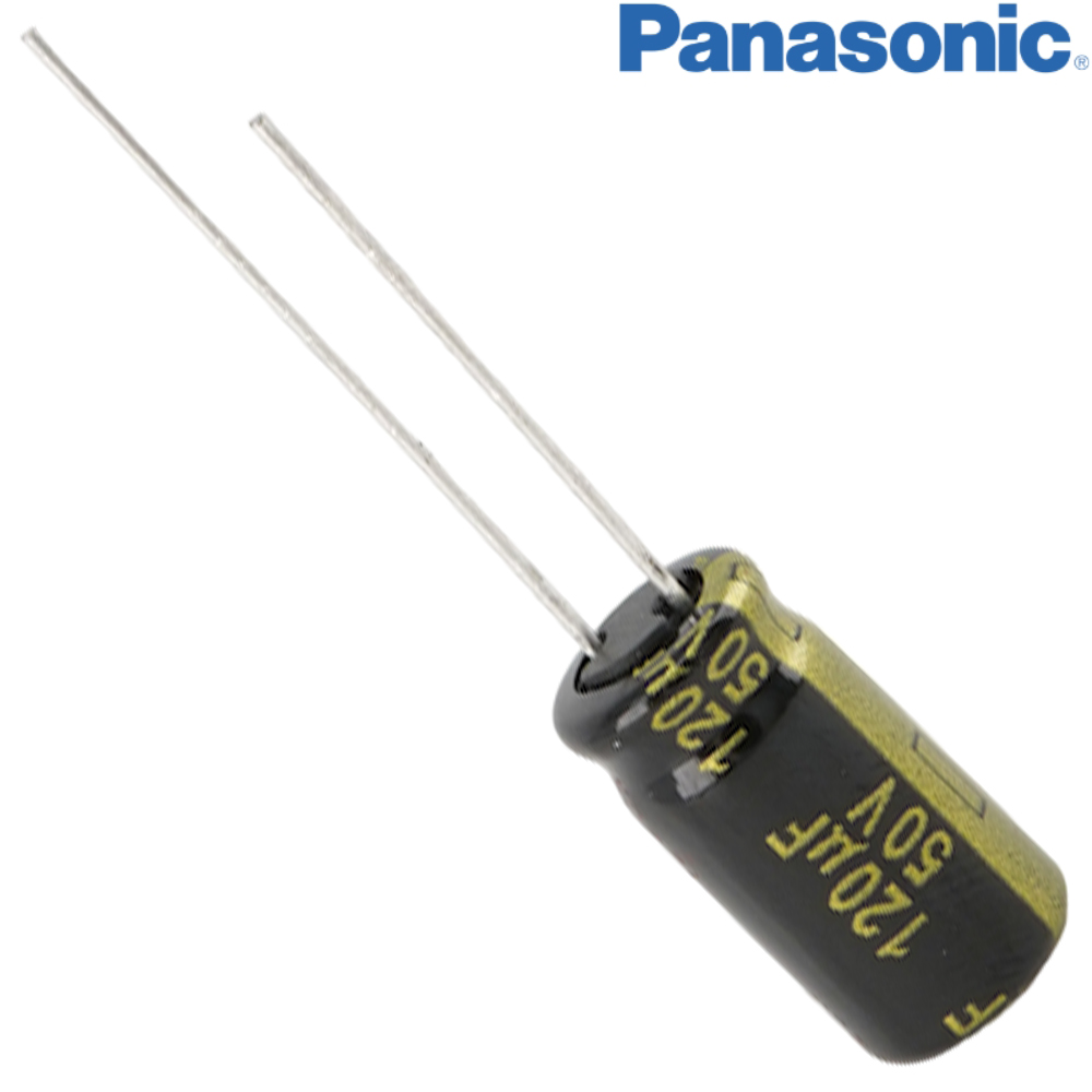 EEUFM1H121L: 120uF 50Vdc Panasonic FM Electrolytic Capacitor