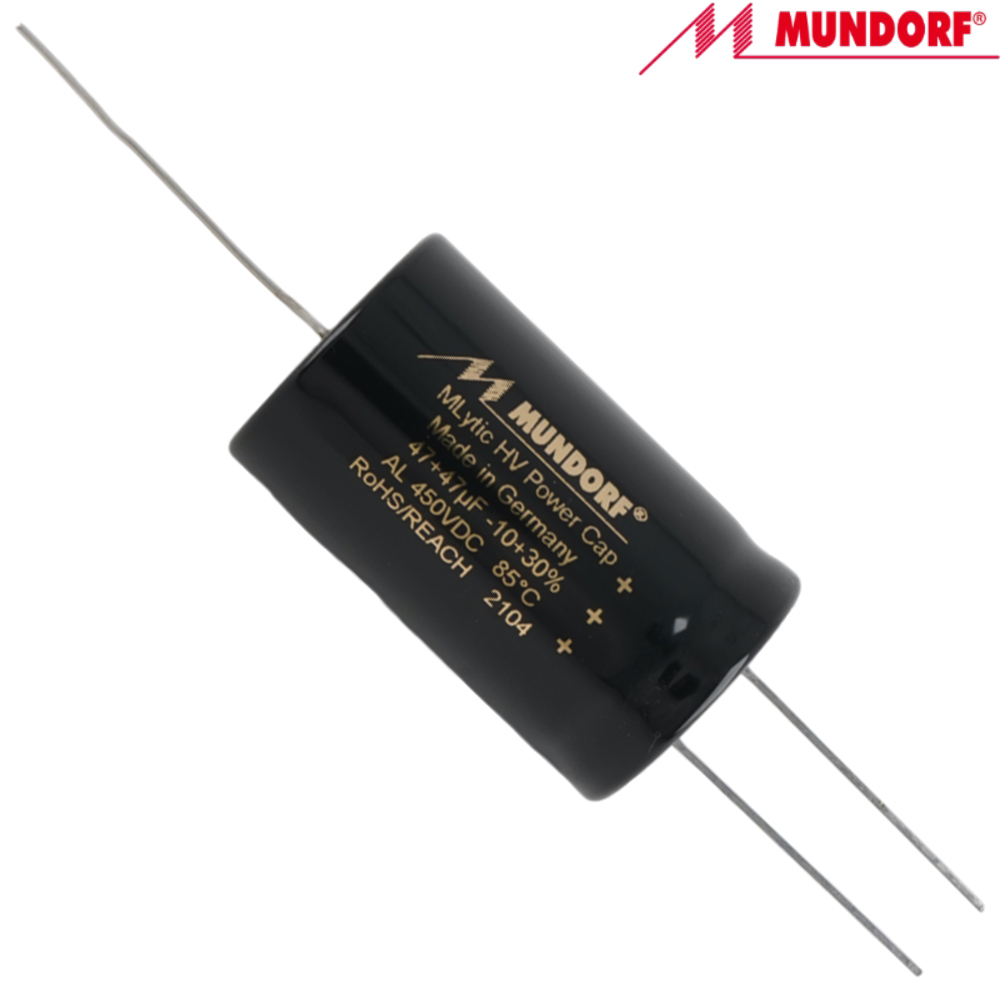 MLAL450-47+47: 47uF+47uF 450Vdc Mundorf MLytic HV Axial Electrolytic Capacitor