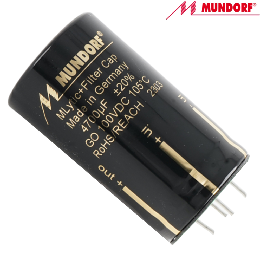 MLGO+100-4700: 4700uF 100Vdc Mundorf MLytic AG+ Electrolytic Capacitor