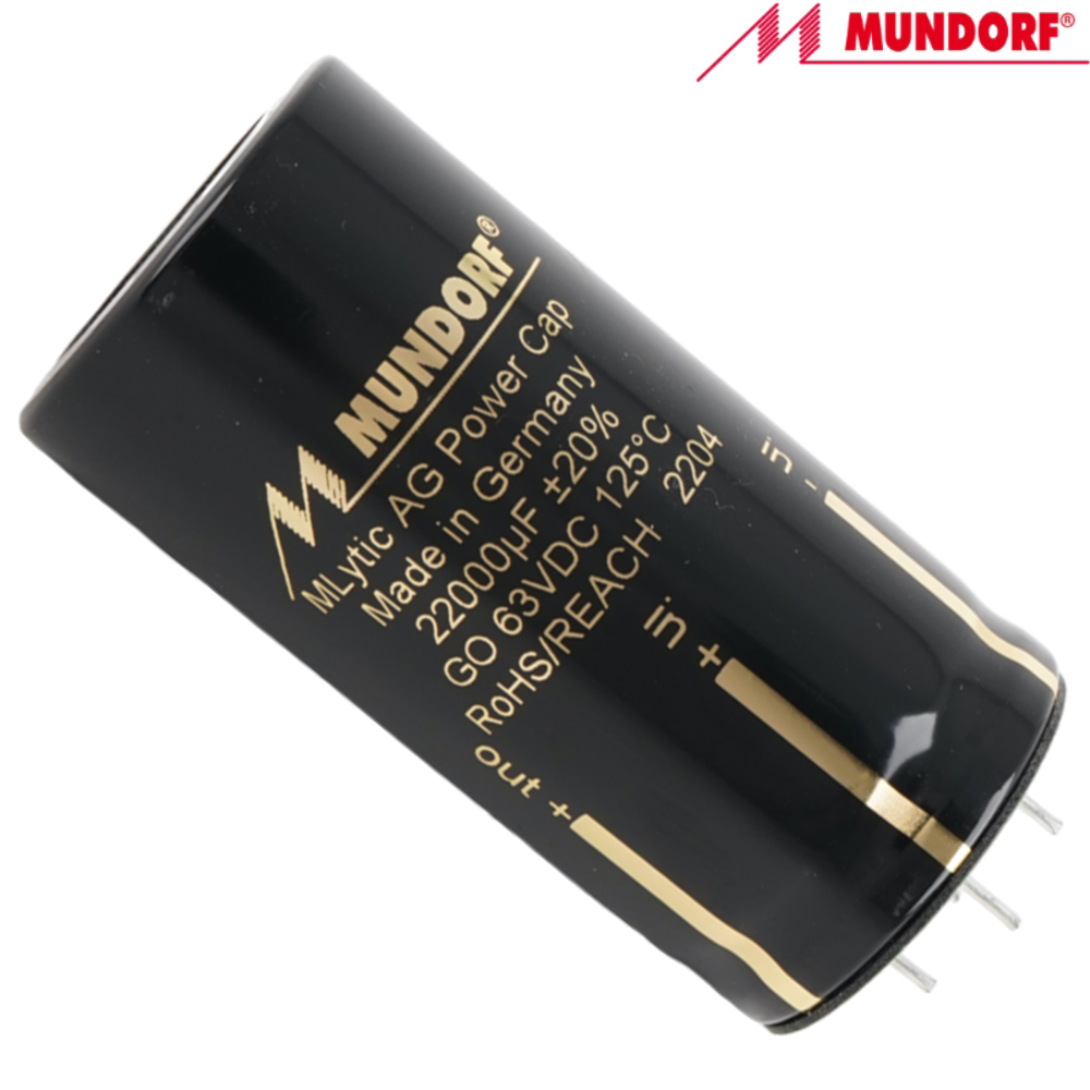 MLGO+63-22000: 22000uF 63Vdc Mundorf MLytic AG+ Electrolytic Capacitor