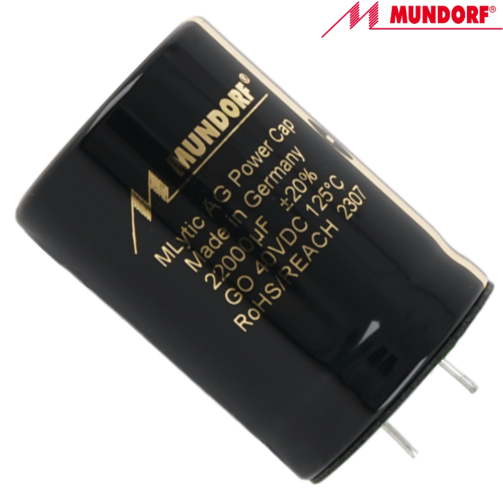 MLGO40-22000: 22000uF 40Vdc Mundorf MLytic AG Electrolytic Capacitor