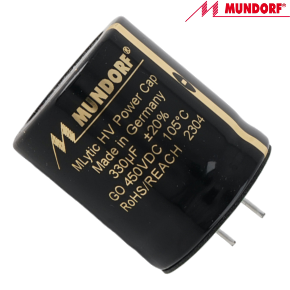 MLGO450-330: 330uF 450Vdc Mundorf MLytic HV Radial Electrolytic Capacitor