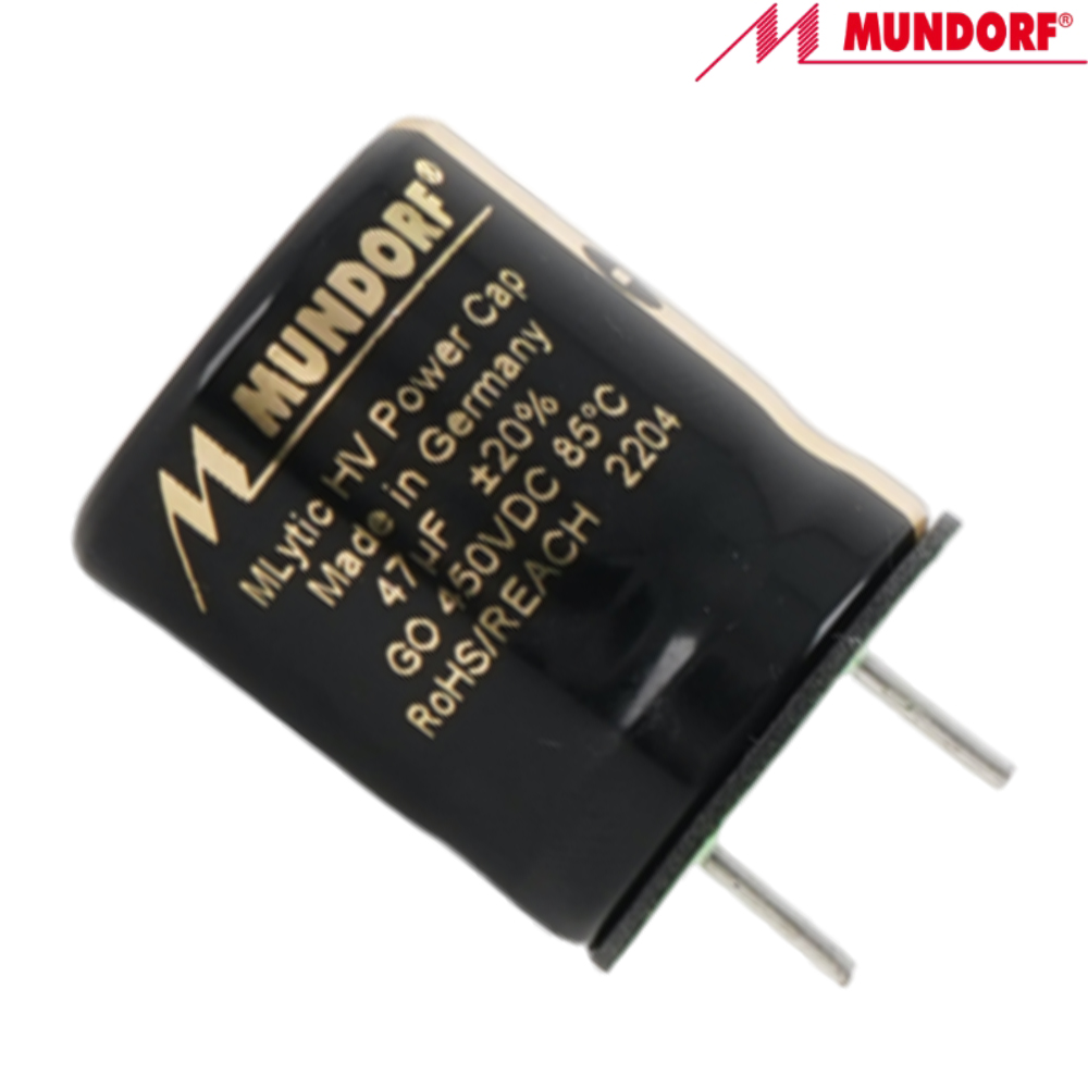 MLGO450-47: 47uF 450Vdc Mundorf MLytic HV Radial Electrolytic Capacitor