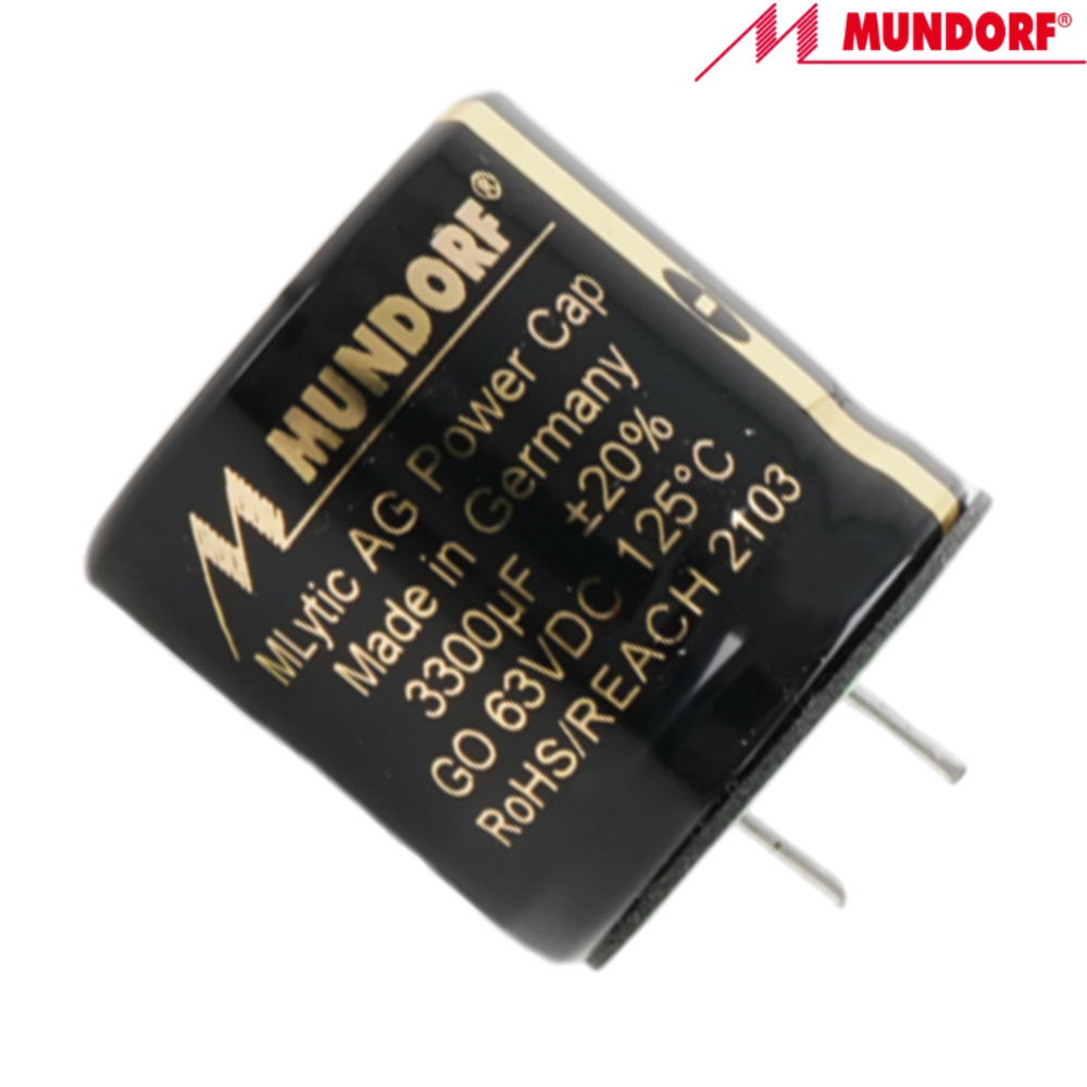 MLGO63-3300: 3300uF 63Vdc Mundorf MLytic AG Electrolytic Capacitor