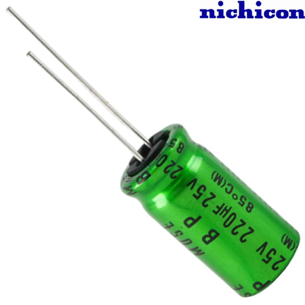 UES1E221MHM: 220uF 25Vdc Nichicon ES type Electrolytic Capacitor