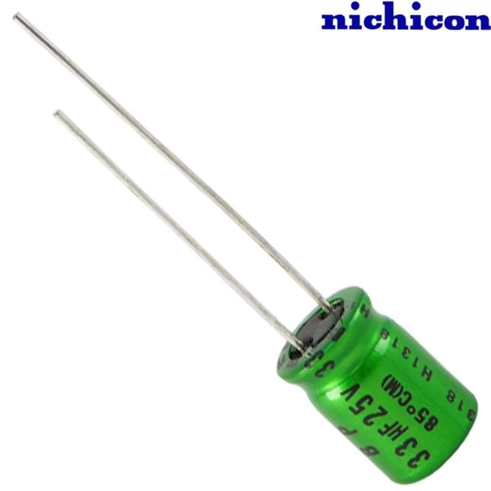 UES1E330MPM: 33uF 25Vdc Nichicon ES type Electrolytic Bipolar Capacitor
