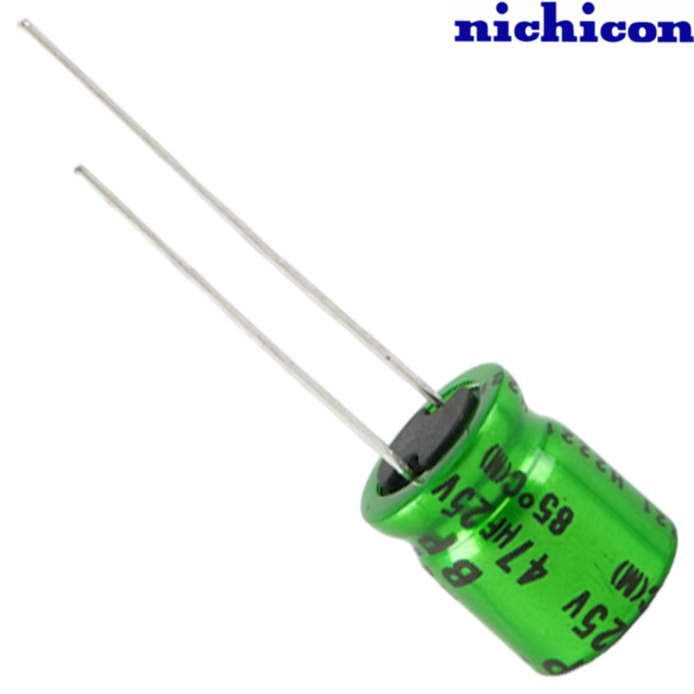 UES1E470MPM: 47uF 25Vdc Nichicon ES type Electrolytic Capacitor