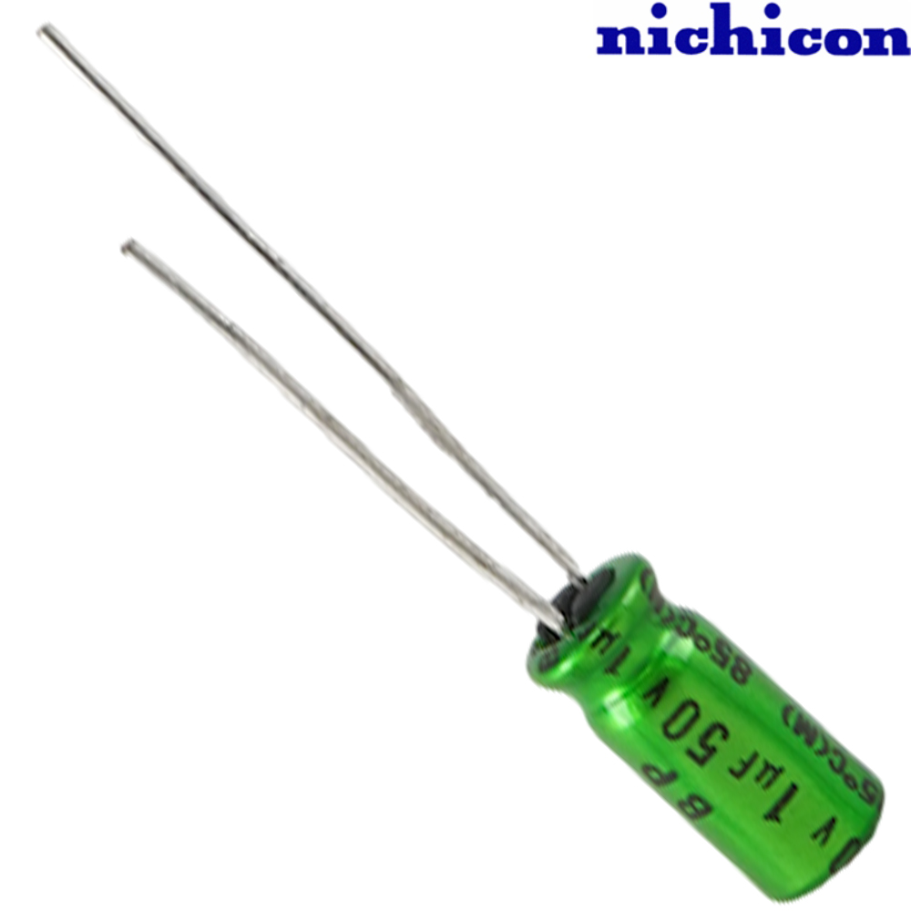 UES1H010MDM: 1uF 50Vdc Nichicon ES type Electrolytic Capacitor