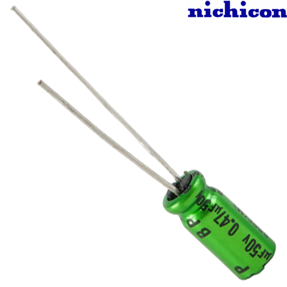 UES1HR47MDM: 0.47uF 50Vdc Nichicon ES type Electrolytic Capacitor