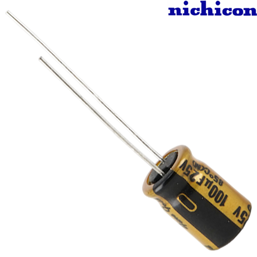 UFG1E101MPM: 100uF 25Vdc Nichicon FG type Electrolytic Capacitor