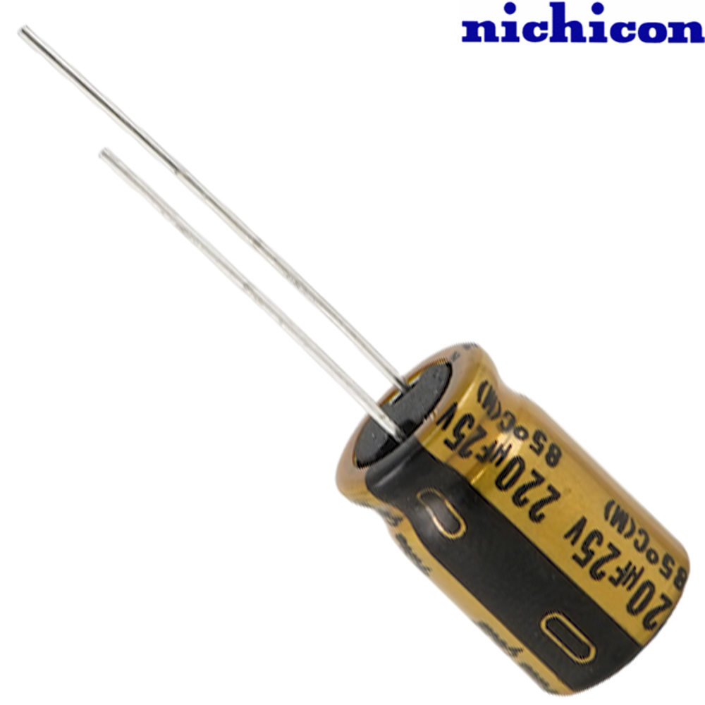 UFG1E221MPM: 220uF 25Vdc Nichicon FG type Electrolytic Capacitor