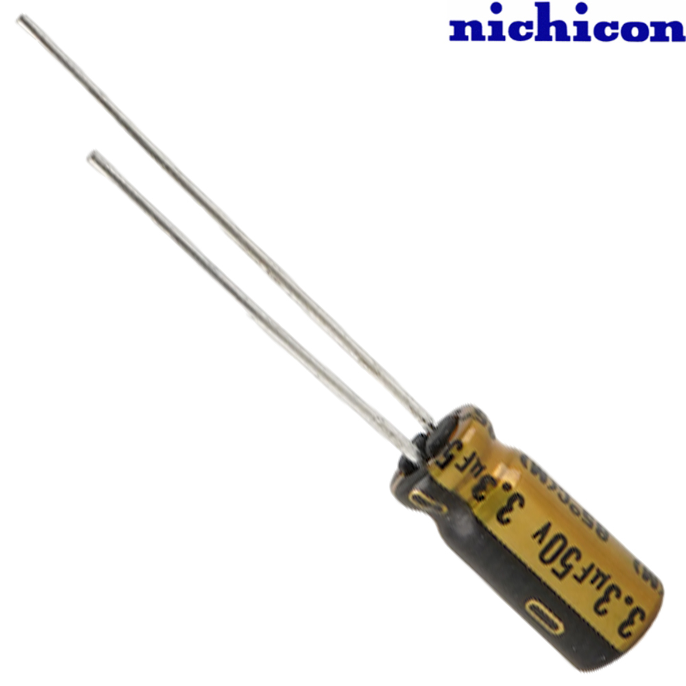 UFG1H3R3MDM: 3.3uF 50Vdc Nichicon FG type Electrolytic Capacitor