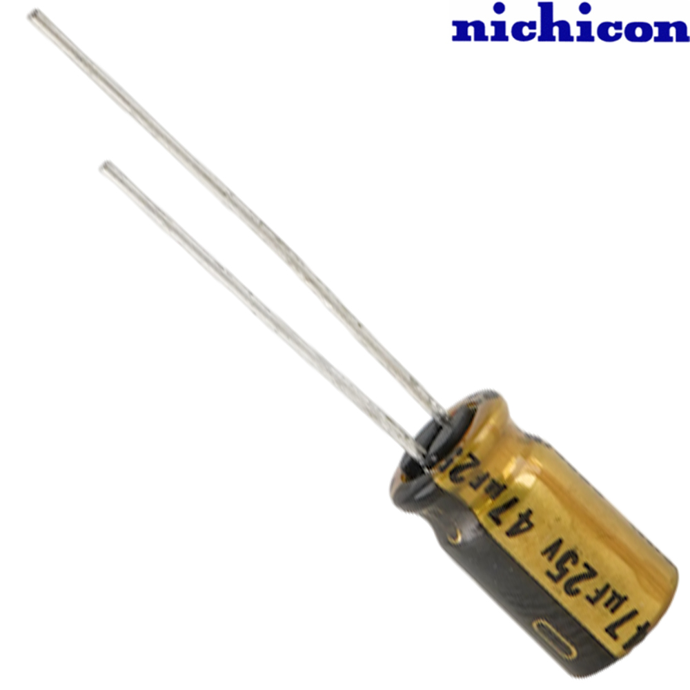 UFG1H470MPM: 47uF 25Vdc Nichicon FG type Electrolytic Capacitor