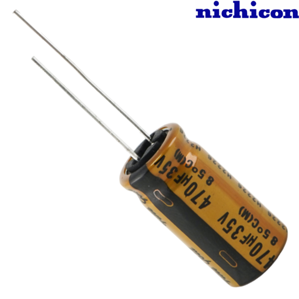 UFG1V471MHM: 470uF 35Vdc Nichicon FG type Electrolytic Capacitor