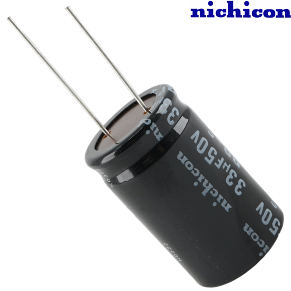 UGB1H330MRM: 33uF 50Vdc Nichicon GB type Electrolytic Capacitor