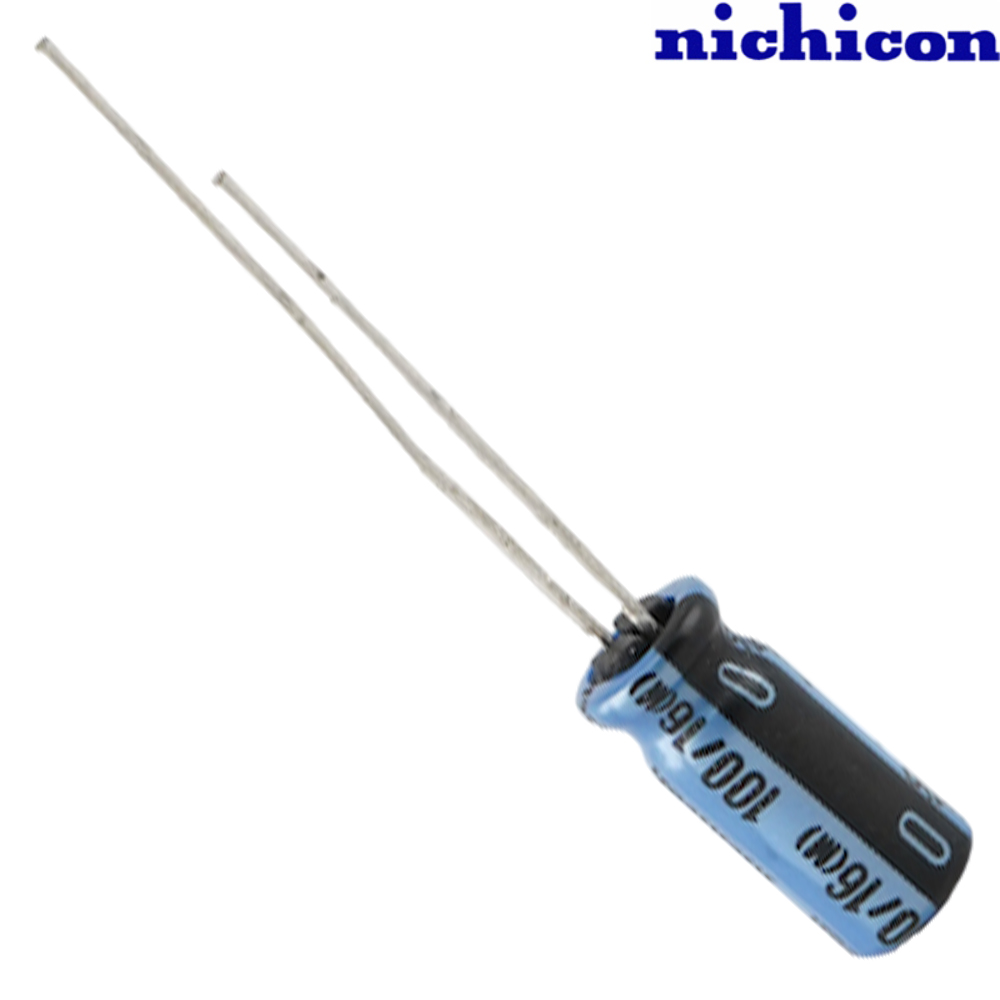 UKA1C101MDD: 100uF 16Vdc Nichicon KA type Electrolytic Capacitor