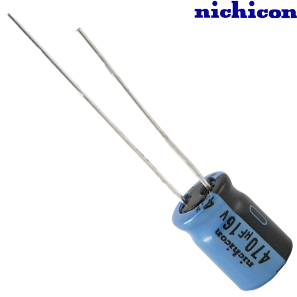 UKA1C471MPD: 470uF 16Vdc Nichicon KA type Electrolytic Capacitor