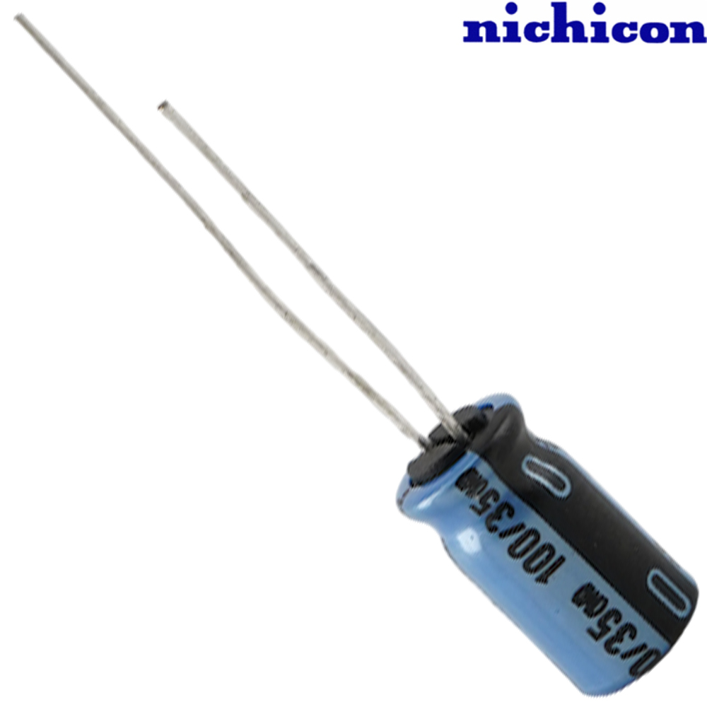 UKA1V101MED: 100uF 35Vdc Nichicon KA type Electrolytic Capacitor