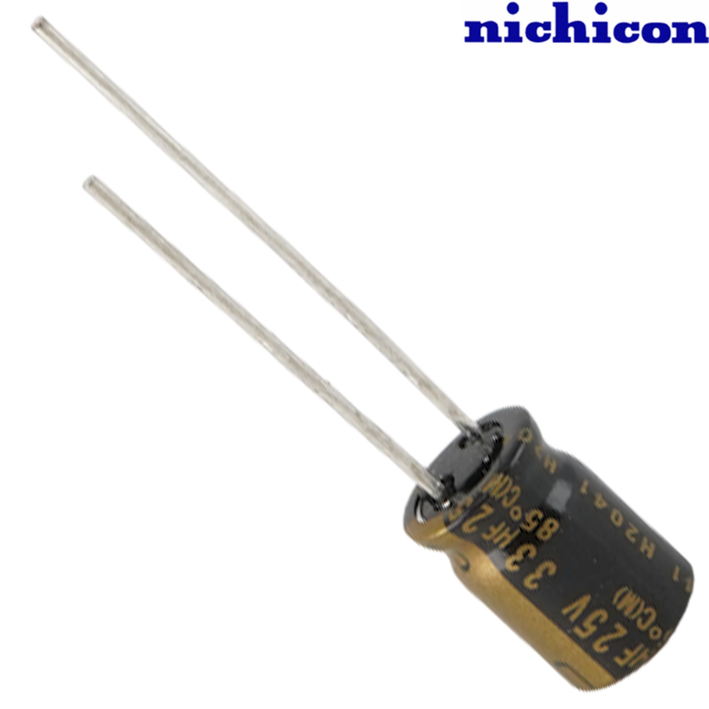 UKZ1E330MPM: 33uF 25Vdc Nichicon KZ type Electrolytic Capacitor