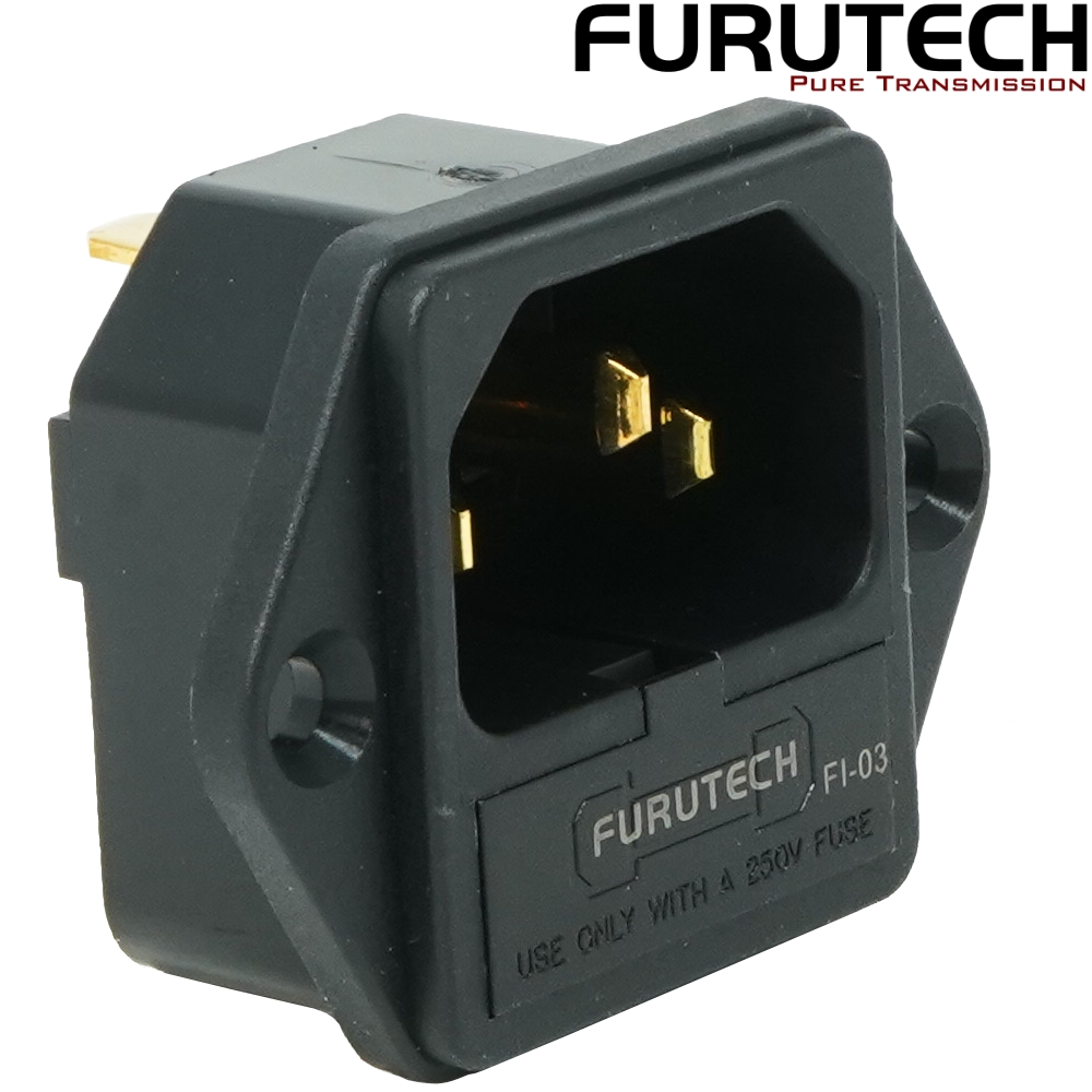 Furutech FI-03 Gold-plated IEC Inlet Socket with Fuseholder - Screw fit
