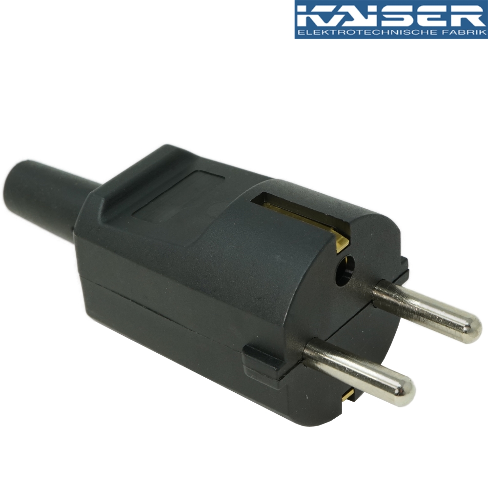 Kaiser European Rewireable 2-Pin EU Schuko Mains Plug - Right Angle Entry, 1mm²