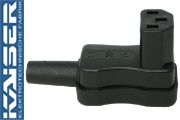 Kaiser Female IEC plug, C13, 90° Angled, unplated