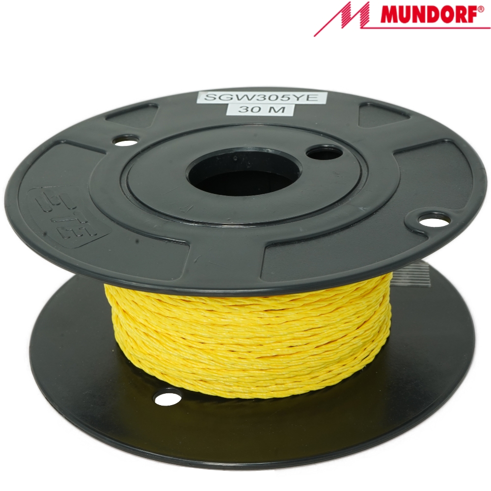 SGW305YE: Mundorf wire, 3x0.5mm 99% silver / 1% gold twist cable - YELLOW PTFE Sheathing (1m) 