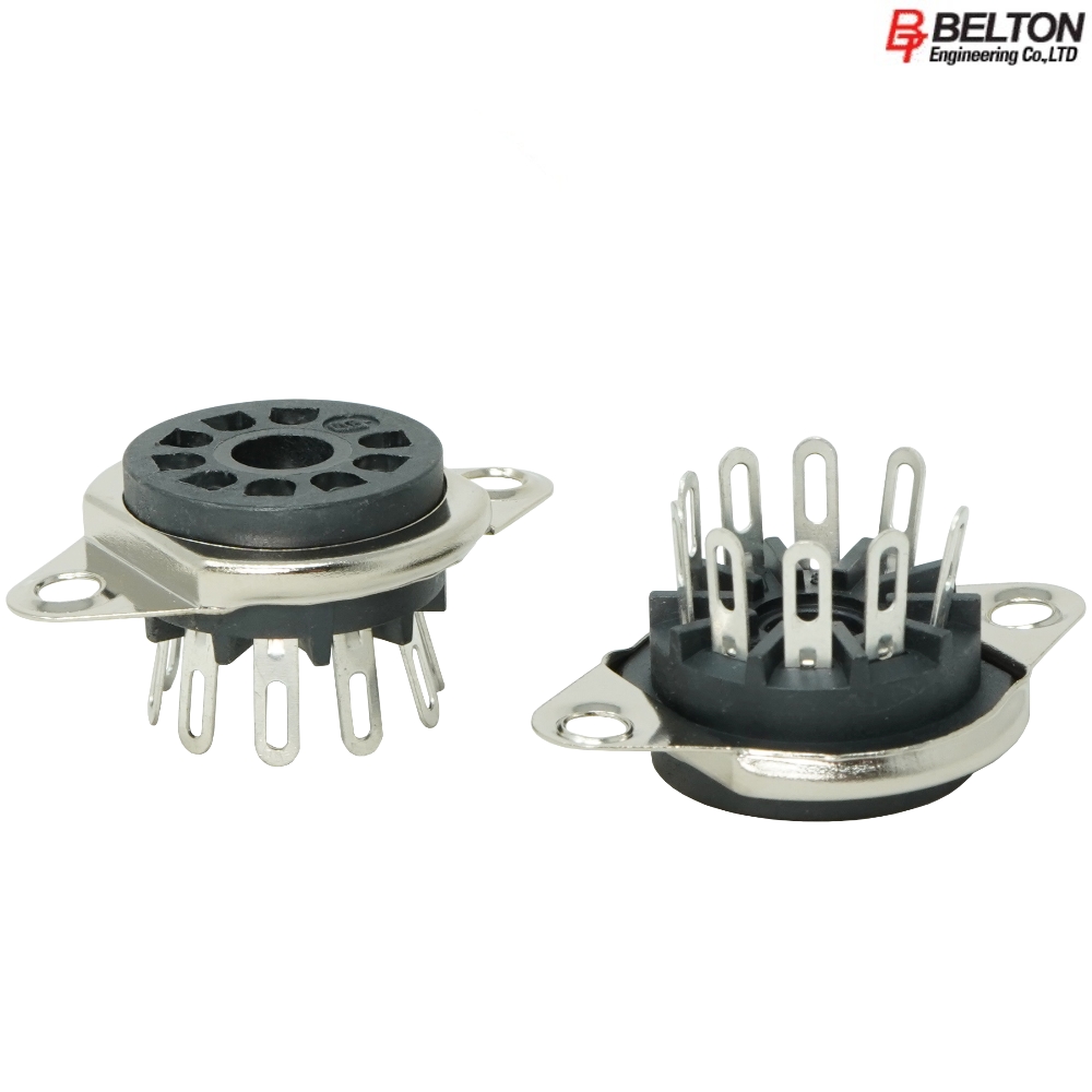  VTB9-ST-2: Belton B9A 9-pin valve base, tin plated solder lugs, mount from above