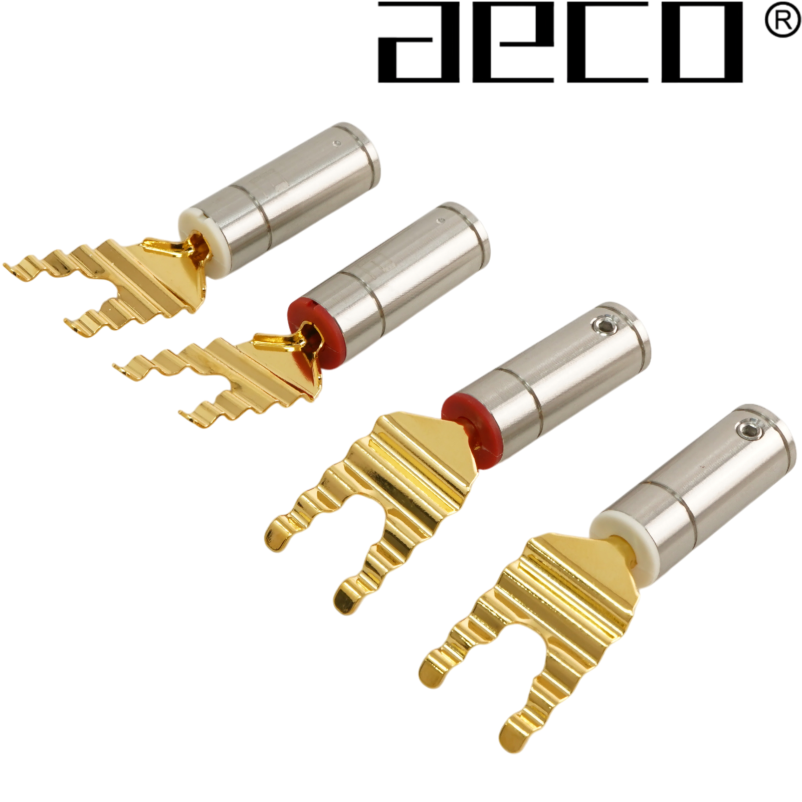 ASP-1931G: AECO Copper waved Spade, Gold-plated (2 pairs)