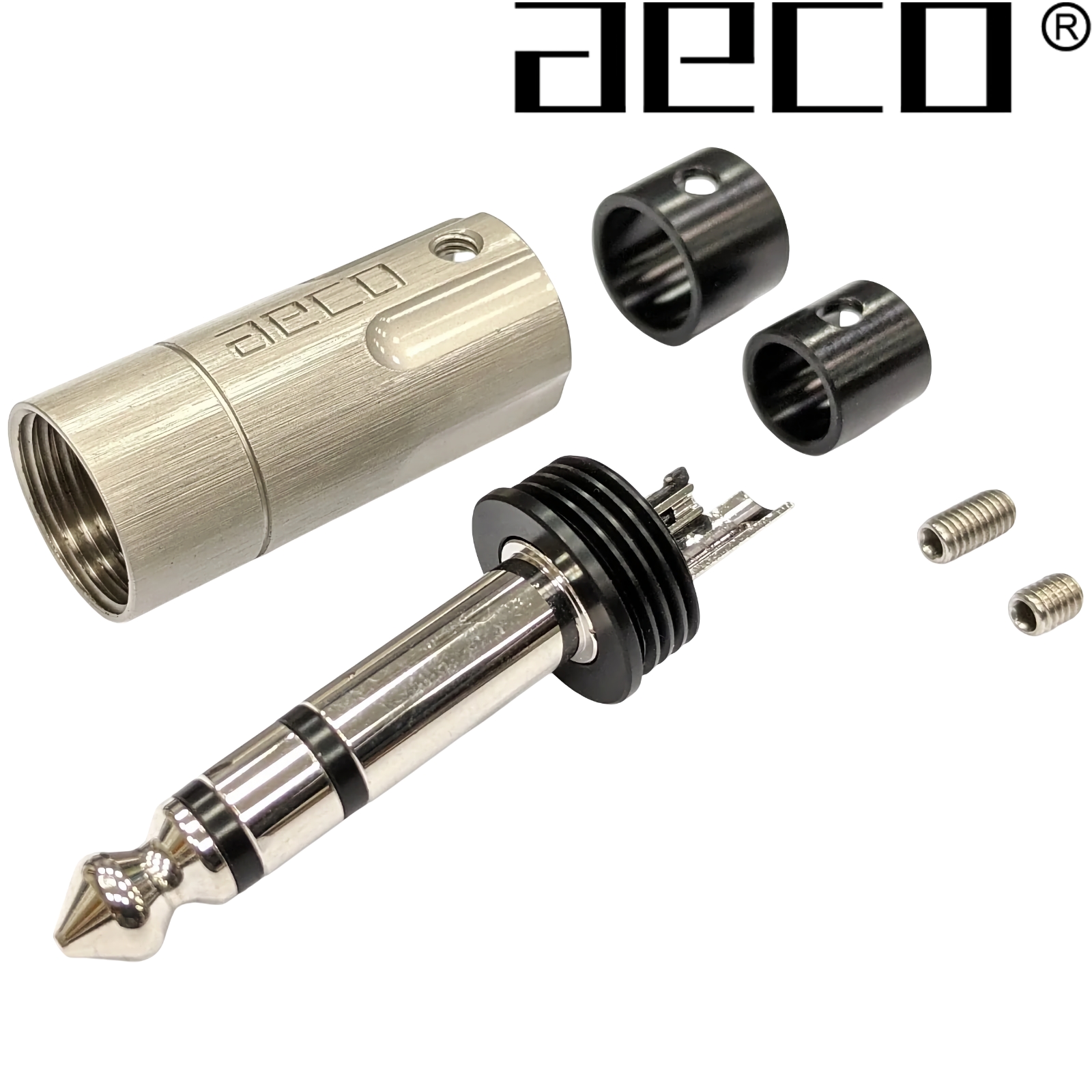 AT6-1231R: AECO 6.3mm Stereo Jack, Tellurium Copper Rhodium-plated (1 off)
