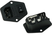 Combined IEC Inlet Socket with Switch and Fuseholder - Screw fit