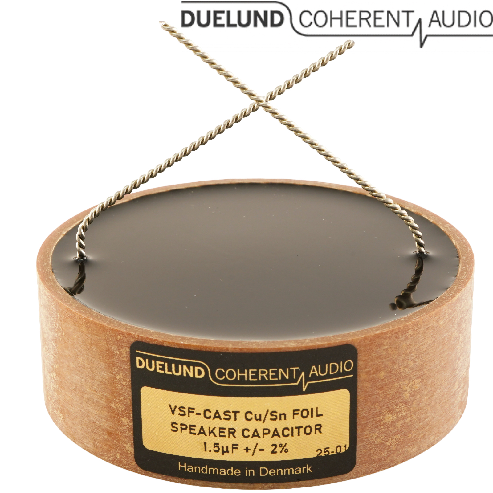 CuSn100V-060: 1.5uF 100Vdc Duelund CAST PIO Tinned Copper Capacitor