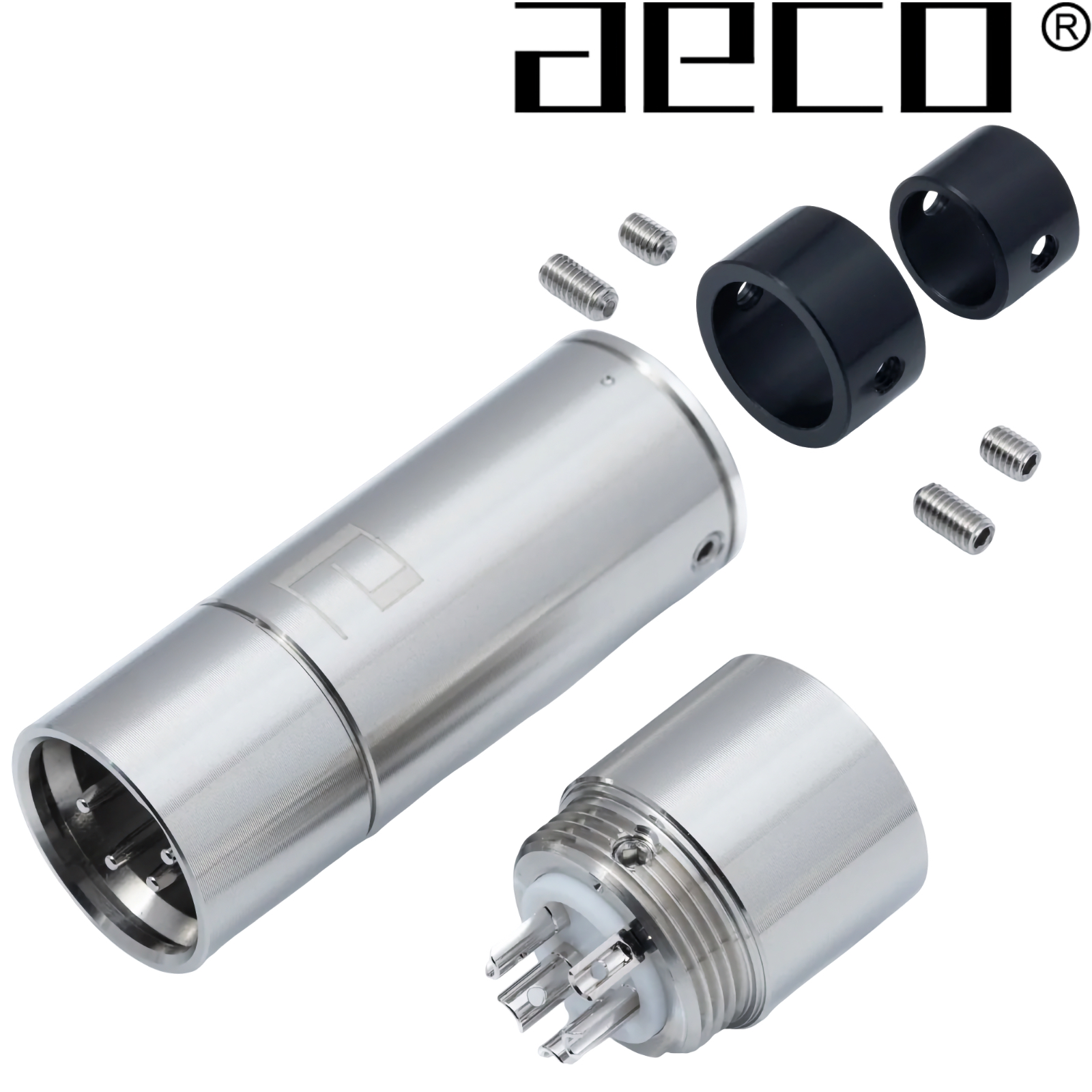 AX4-1613R: aeco male 4 pole XLR plug, Tellurium Copper Rhodium-plated (1 off)