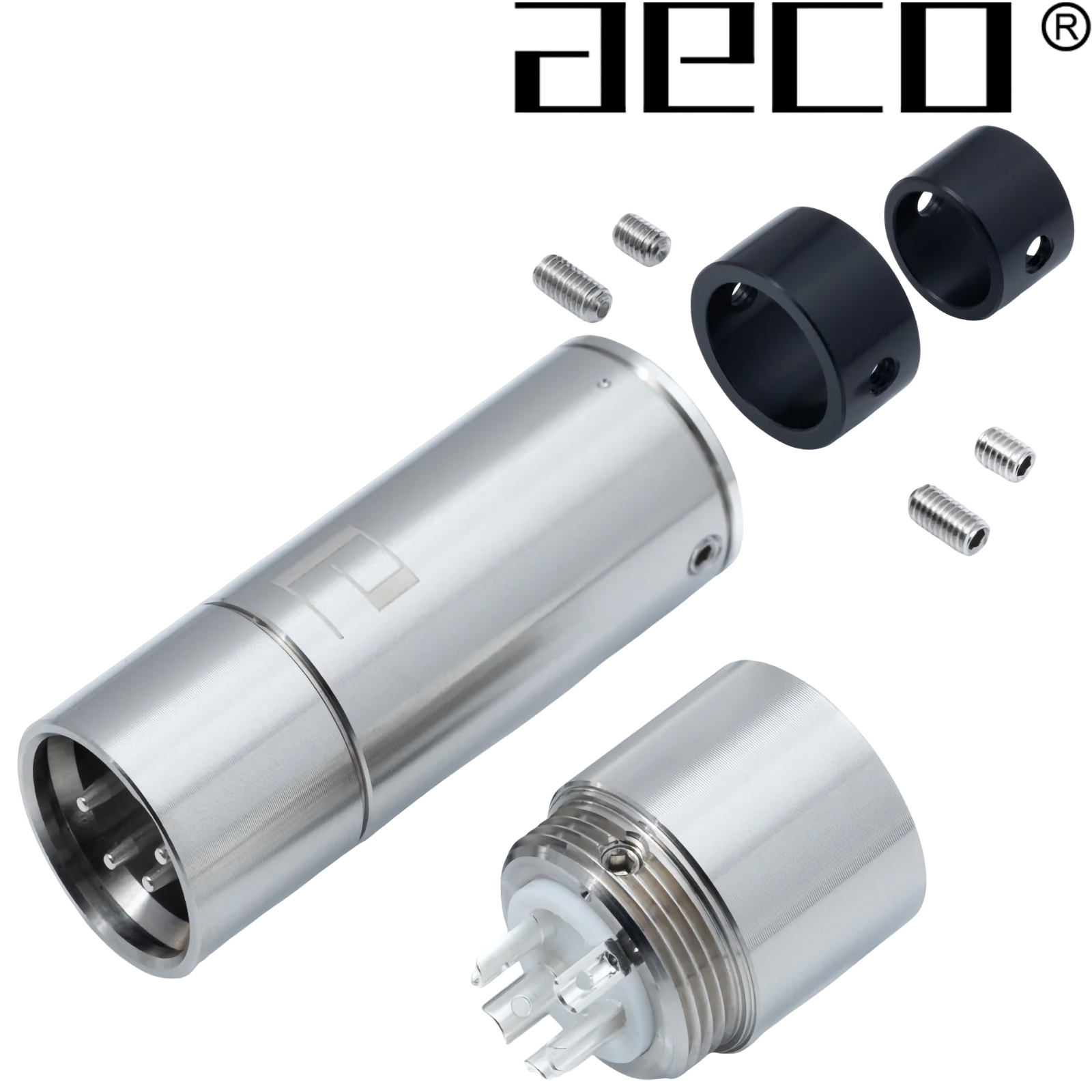 AX4-1613S: aeco male 4 pole XLR plug, Tellurium Copper Silver-plated (1 off)