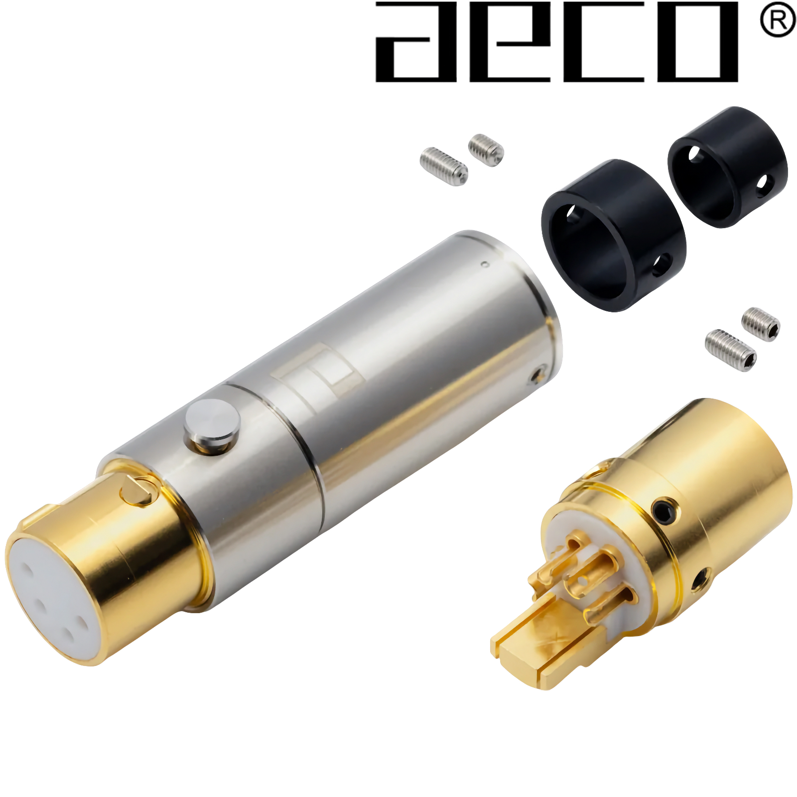 AX4-1623G: aeco locking female 4 pole XLR plug, Tellurium Copper Gold-plated (1 off)